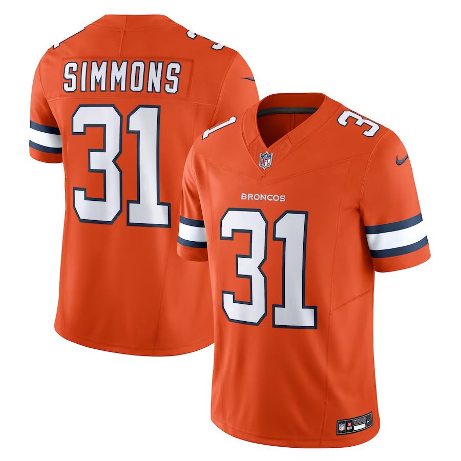 Men Denver Broncos #31 Justin Simmons Nike Orange Vapor F.U.S.E. Limited NFL Jersey